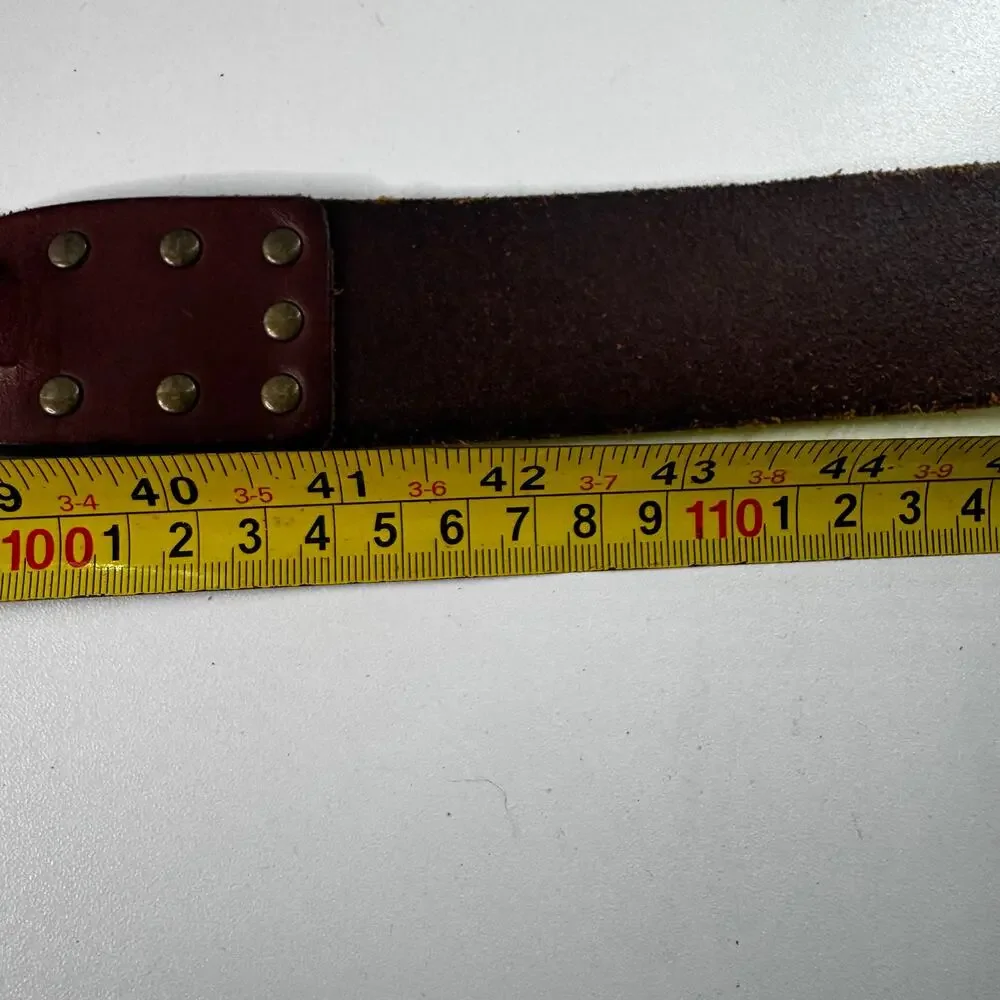 Vtg Tommy Hilfiger Brown Braided Leather Belt Brass Hardware Sz 44
